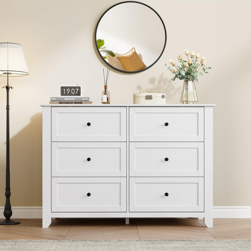 6 Drawer Dresser for Bedroom,Wooden Chest of Drawers with Deep Storage, Modern Storage Dresser for Entryway, Hallway, and Kids Room