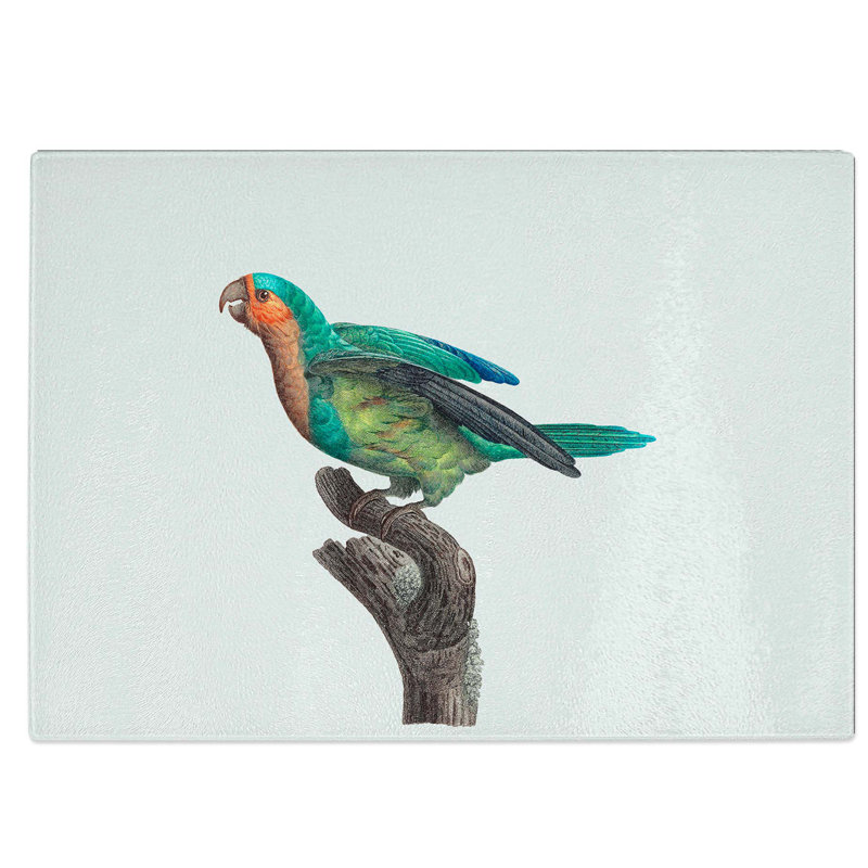 Tempered Glass a Parakeet Chopping Board, 39 cm W x 28.5 cm L