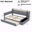 Lit de jour double rembourré avec repose-pieds et tablettes-129865211