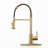 Industrial 1-handle Spring Spout Kitchen Faucet With Pull Down Sprayer, Brushed Gold, Single Hole Deck Mount For Kitchen Bar Sinks-124003318