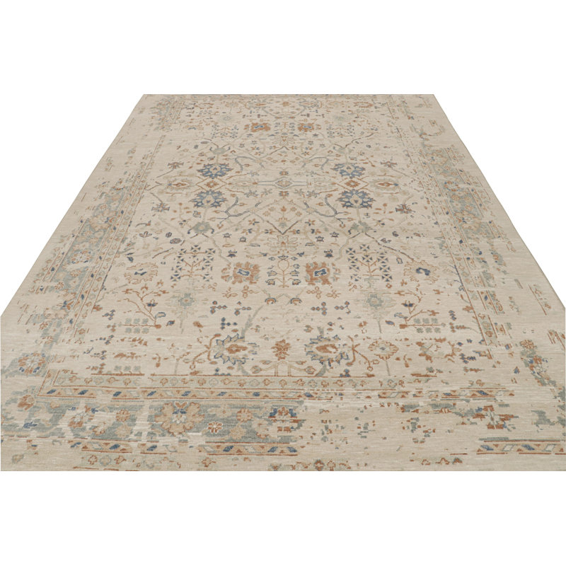 Oushak Hand Knotted Floral Area Rug, Rectangle 8' x 10'