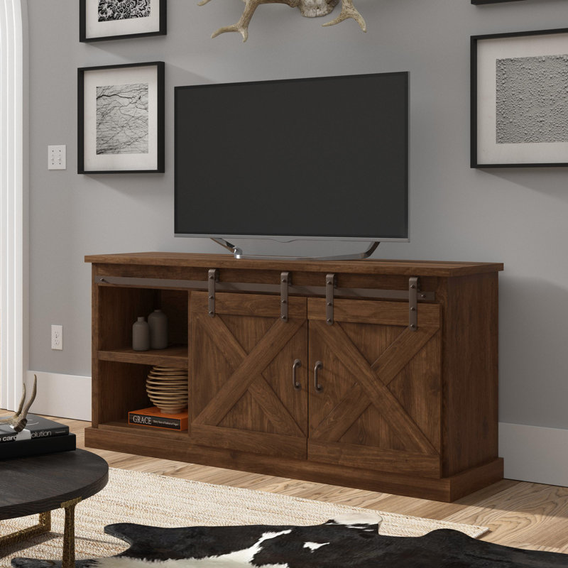 Meuble télé d'angle Meuble télé Horgeford, L 66 po x P 18 po x H 32 po, Marron foncé