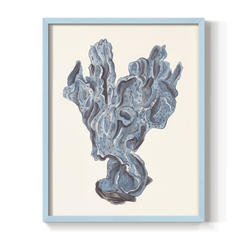 Reproduction encadrée Indigo Reef II - bois massif, H 30 po x l 24 po, Bleu
