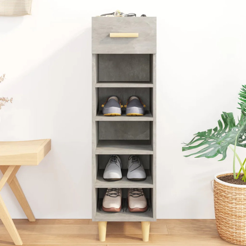 5 Pair Shoe Storage Cabinet, Concrete Grey