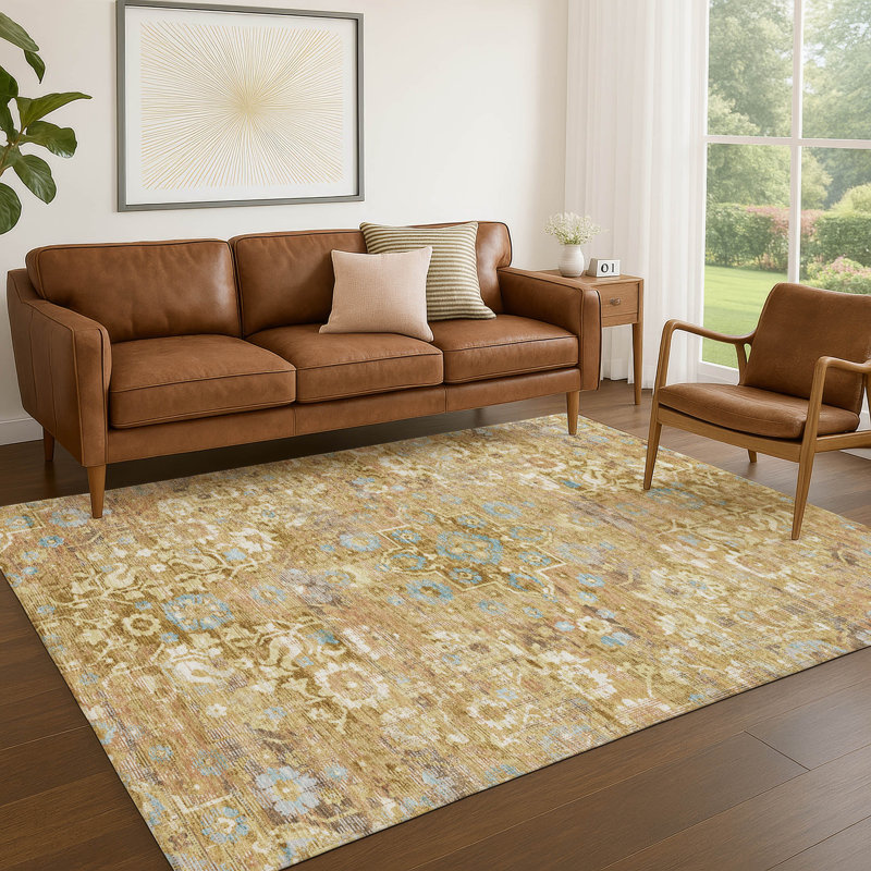 Tapis lavable à la machine intérieur / extérieur ACN2782 Global Chantille, Doré, 10 pi x 14 pi