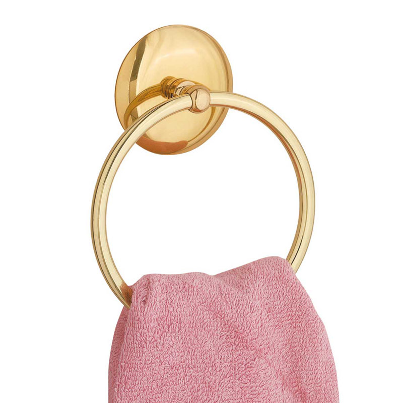Anneau à serviette Nantucket - finition laiton brillant, 6 pouces de diamètre, quincaillerie de salle de bain murale