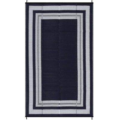 Outdoor Furniture Reversible Outdoor Rug 10x14ft - Waterproof Lightweight Plastic Straw Carpet - Easy to Clean, Modern Edge - Ideal for Patio, Porch, RV, Deck, Garden, Picnic - Black