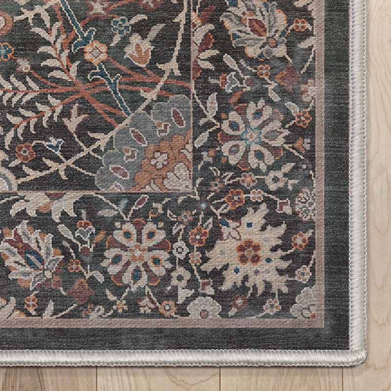 Asha Liana Charcoal Grey Custom Size Hallway Stair Runner - Vintage Persian Oriental Low Pile Carpet, Runner 2'3" x 22'