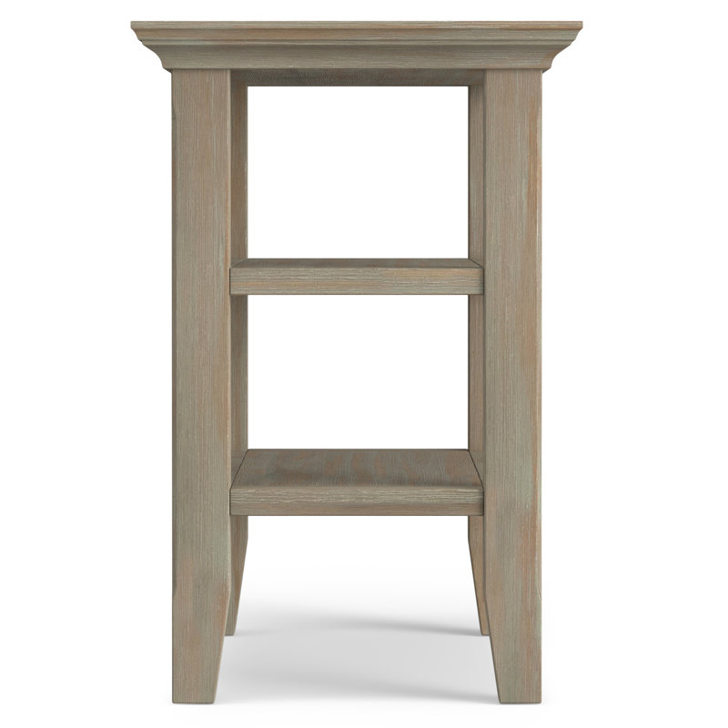 Acadian Distressed Grey Solid Pine 14" Narrow Side Table with Shelves