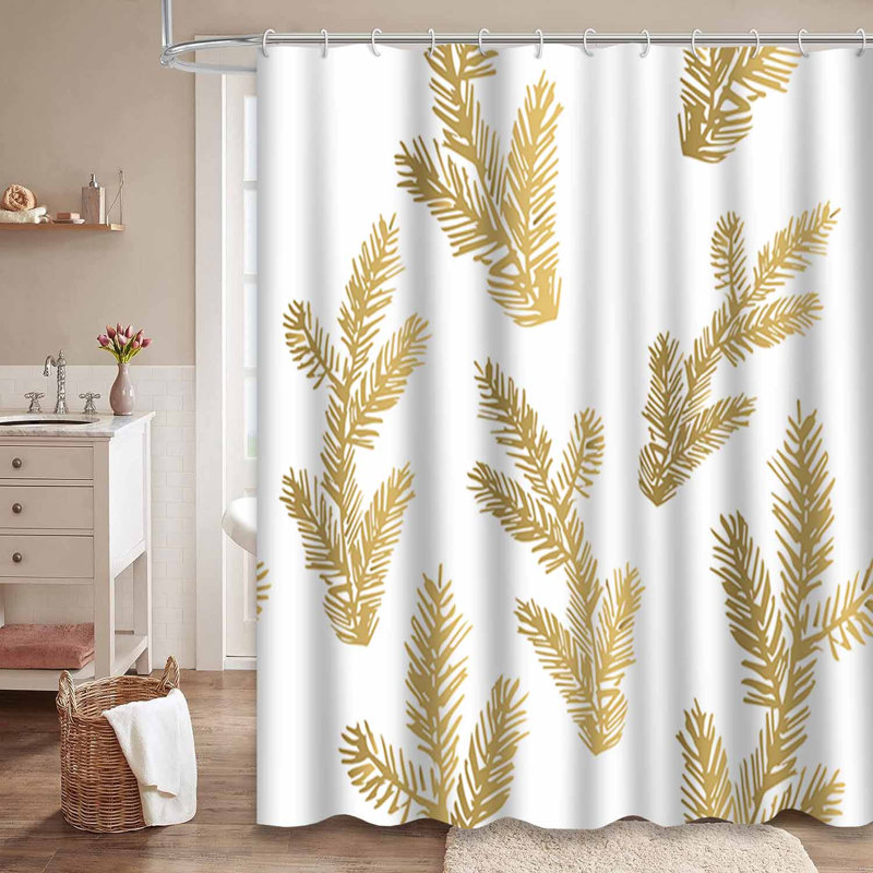 Rideau de douche imperméable doré, rideaux de douche pour la salle de bain avec 12 crochets, 72" L x 84" W
