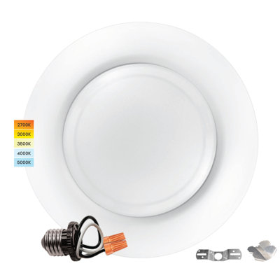 Luxrite 4 Inch LED Disc Lights, 10W, 5CCT Selectable 2700K | 3000K | 3500K | 4000K | 5000K, Flush Mount Recessed Retrofit Ceiling Light, 600LM, Dimmable, J-Box Or 4" Can Install, Energy Star, ETL