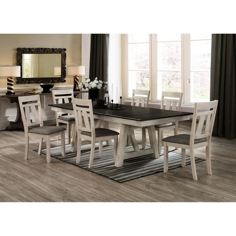 Table de salle à manger Chalk avec rallonge et structure en bois robuste