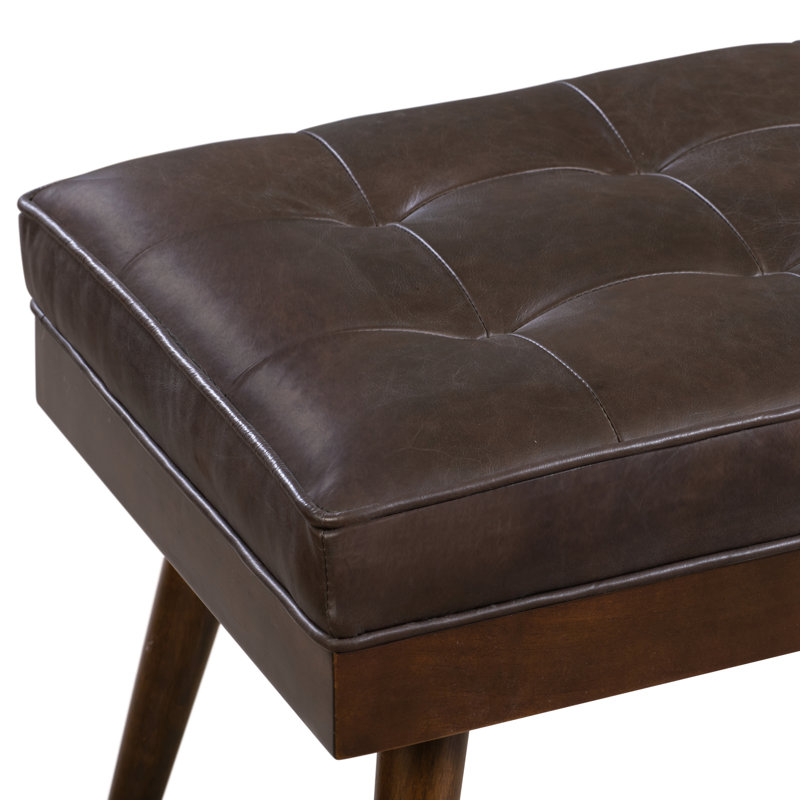 Luca Full-Grain Italian Genuine Leather Bench, Madagascar Cocoa
