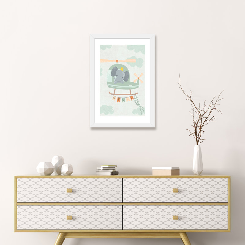 «Baby Adventure Awaits I» par Caroline Alfreds - impression d'art graphique, H 24 po x l 16 po x P 1 po, Papier encadré blanc