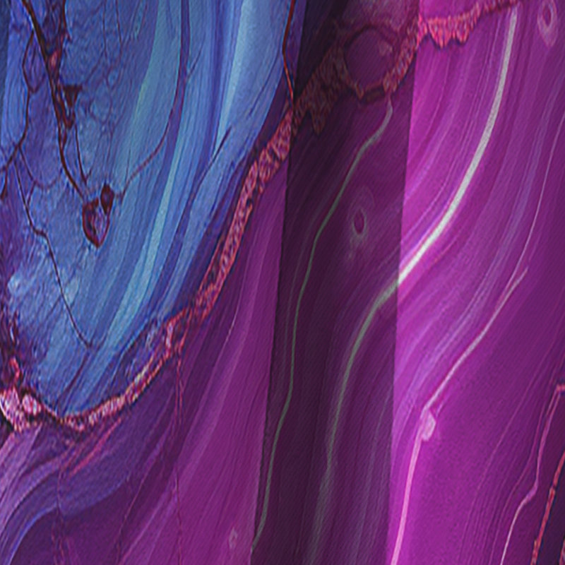 Panneau de rideau abstrait, motif de marbre bleu mauve occultant - Volcan de marbre transparent bleu et mauve IV