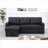 Sectional Sofa with Pull-Out Twin Sleeper &amp; Storage Chaise | Charcoal Gray Faux Leather-124536103