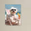 «Beach Maltese Dog», art mural sur toile sans cadre 24 po x 32 po
