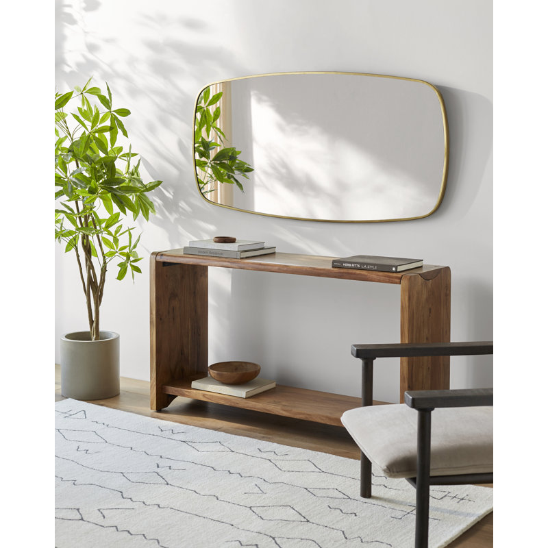 Rochester Metal Flat Wall Mirror, Gold, 42" x 18"