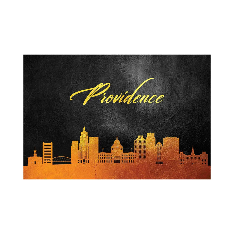 Providence Rhode Island Gold Skyline by Adrian Baldovino - Wrapped Canvas Print, 20.32 cm H x 30.48 cm W
