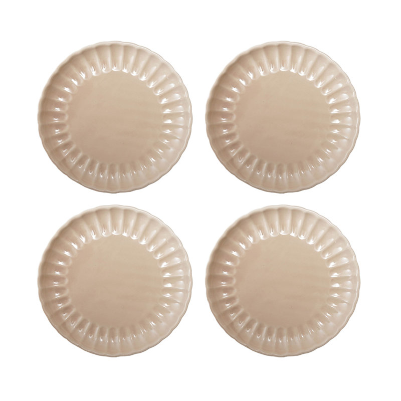 Round Stoneware Fluted Plate With Reactive Glaze, Pink