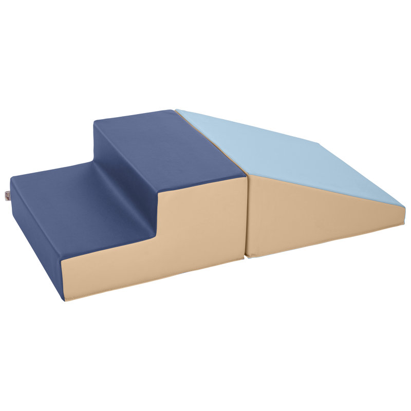 Blue and Gray Soft Foam Toddler Climb and Slide Playset