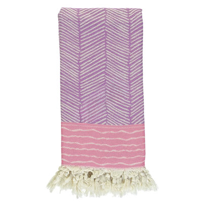 Serviette en coton mauve à rayures mauve