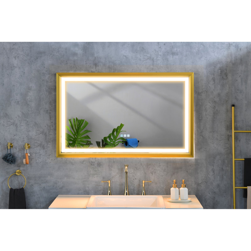 42 po X 24 Miroir de salle de bain rectangulaire avec brouillard et lumières à DEL variables