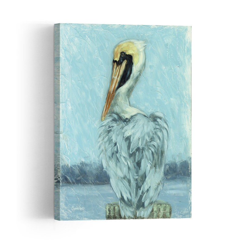 By The Bay Vintage Bird Pelican Coastal Nature Wall Art Print 1 Piece Wrapped Canvas Wall Art, 60.96cm H x 40.64cm W