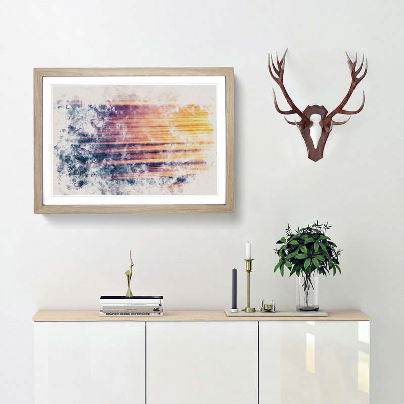Calming Ocean - Single Picture Frame Painting on MDF, 62cm H x 87cm W x 2cm D, Oak Framed