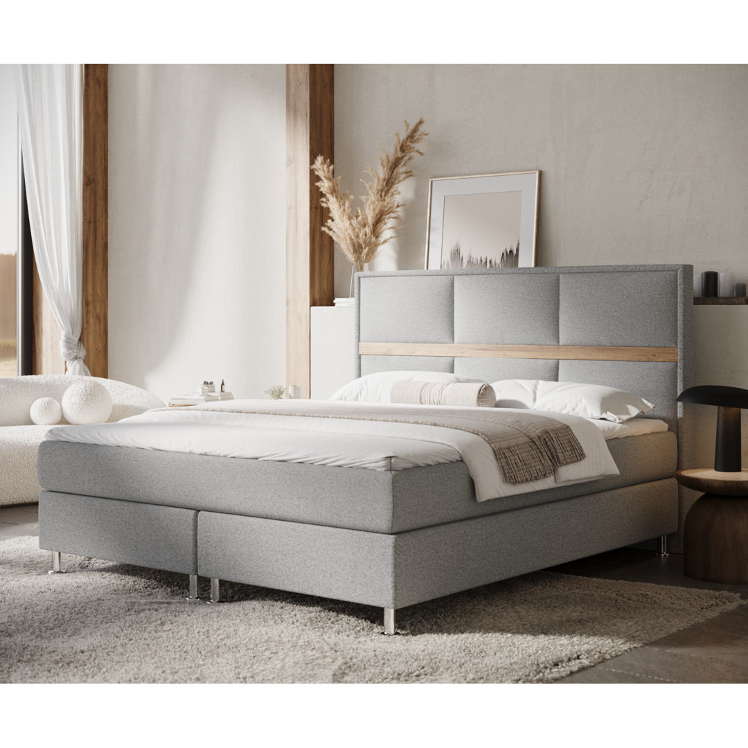 Echtes Boxspringbett Nesline mit Zwei Matratzen und Topper