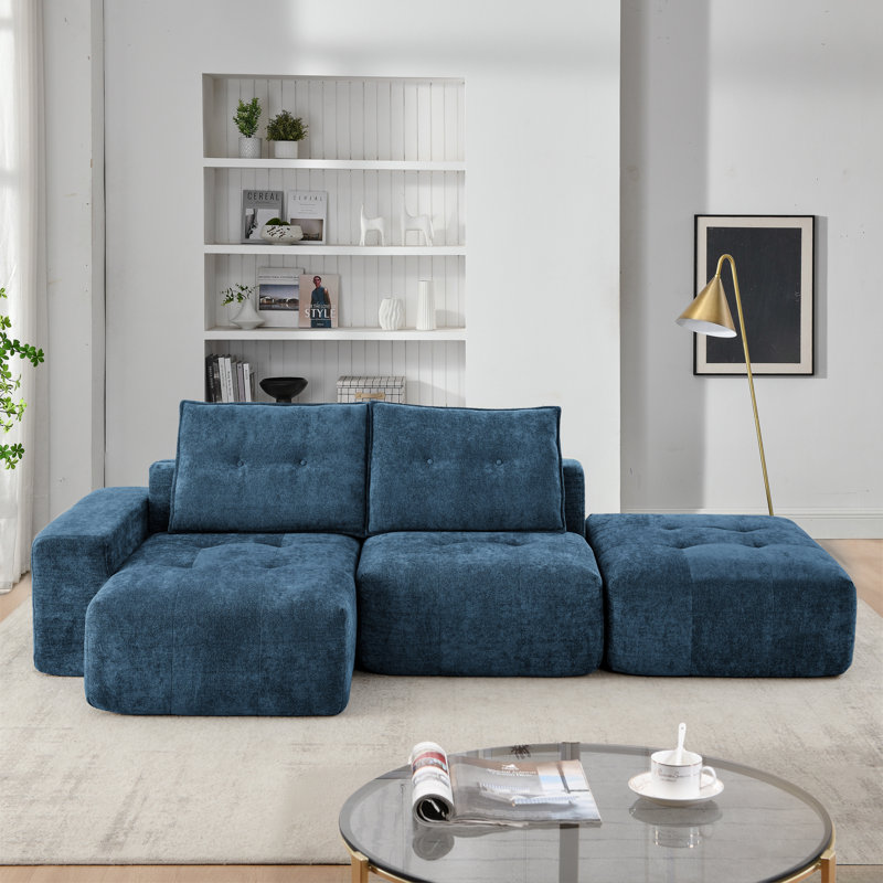 Canapé modulaire rembourré 108 po Barden, Lin bleu
