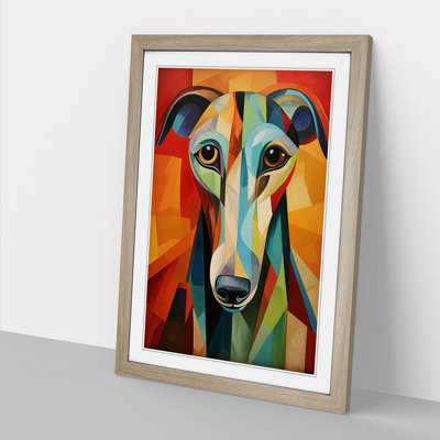 Greyhound Cubism Art - Framed Print