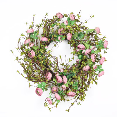 26" Artificial Farmhouse Twig Peony Spring Summer Front Door Wreath Greenery Leaves Floral Wedding Party Home Wall Decor
