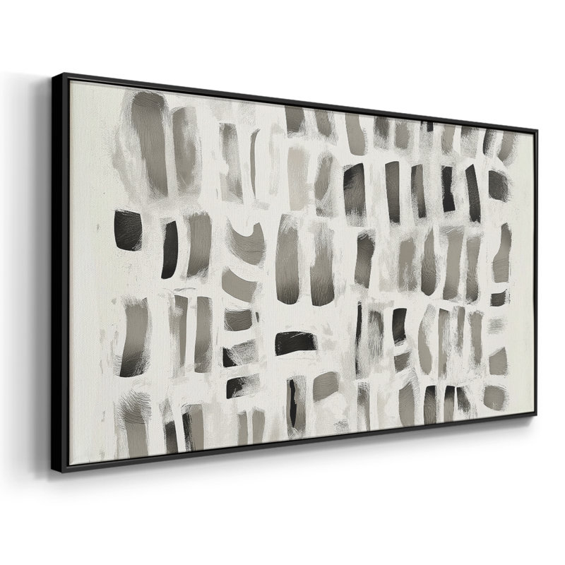 Abstract Series-DLVIII- Framed Gallery Wrapped Canvas -Ready to Hang, Black, 21" H x 41" W