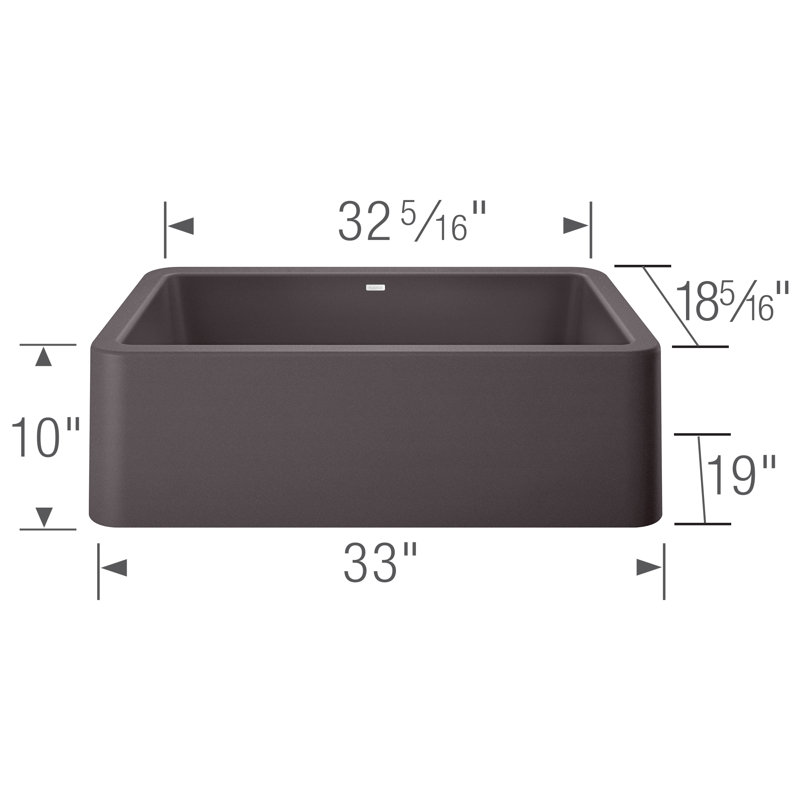 Ikon SILGRANIT 33" Single Bowl Apron-Front Farmhouse Sink, Cinder