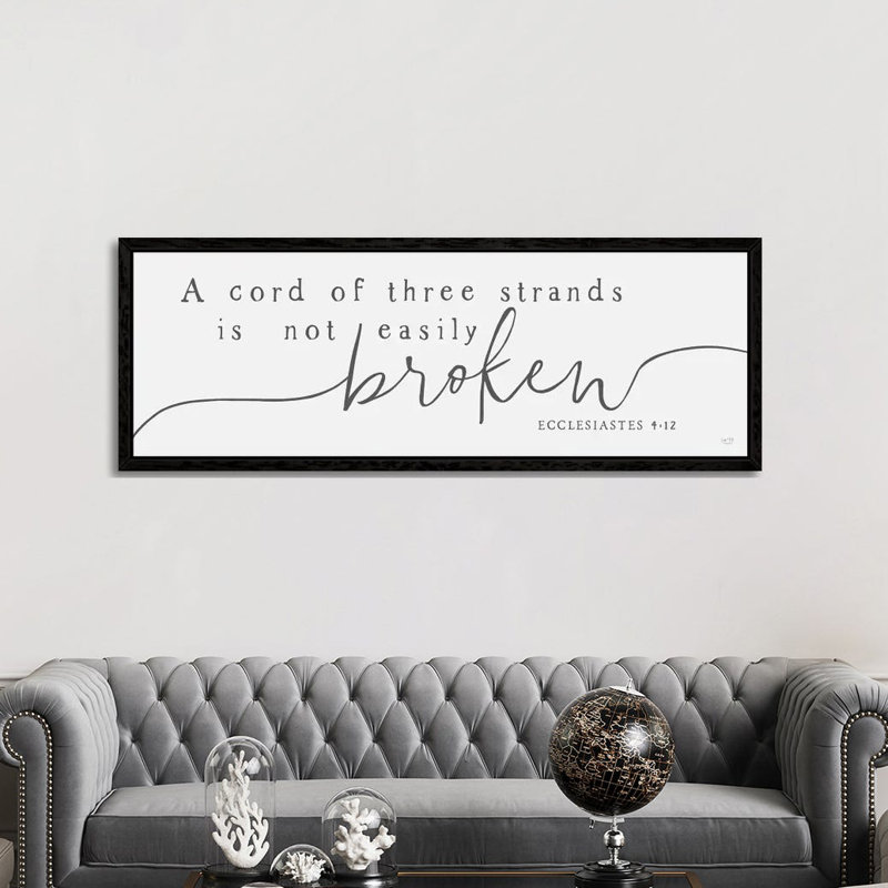 A Cord of Three Strands 1 Piece Panoramic Wall Art on Canvas, 50.8cm H x 152.4cm W x 3.81cm D, Black Framed