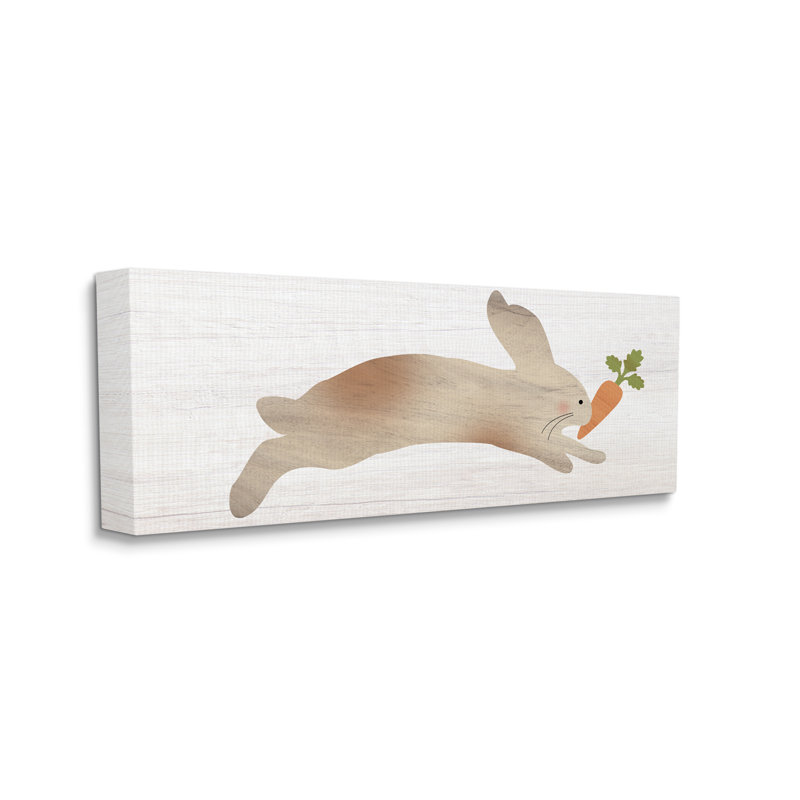 "Au-655", motif de lapin et grain de carotte sur toile par Lil 'Rue, impression, H 17 po x l 40 po x P 1,5 po