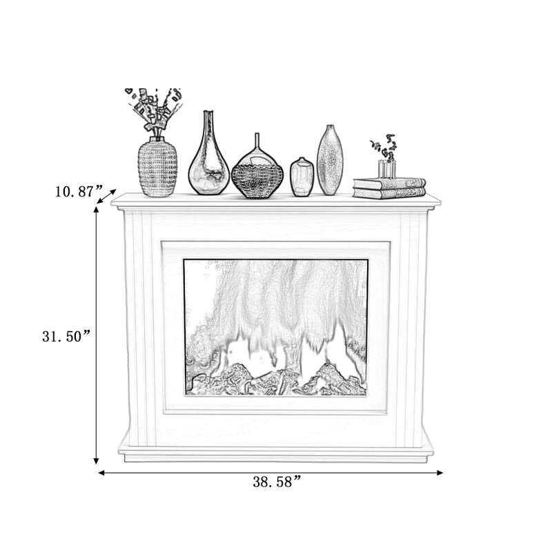 White Manufactured Wood Freestanding Fireplace