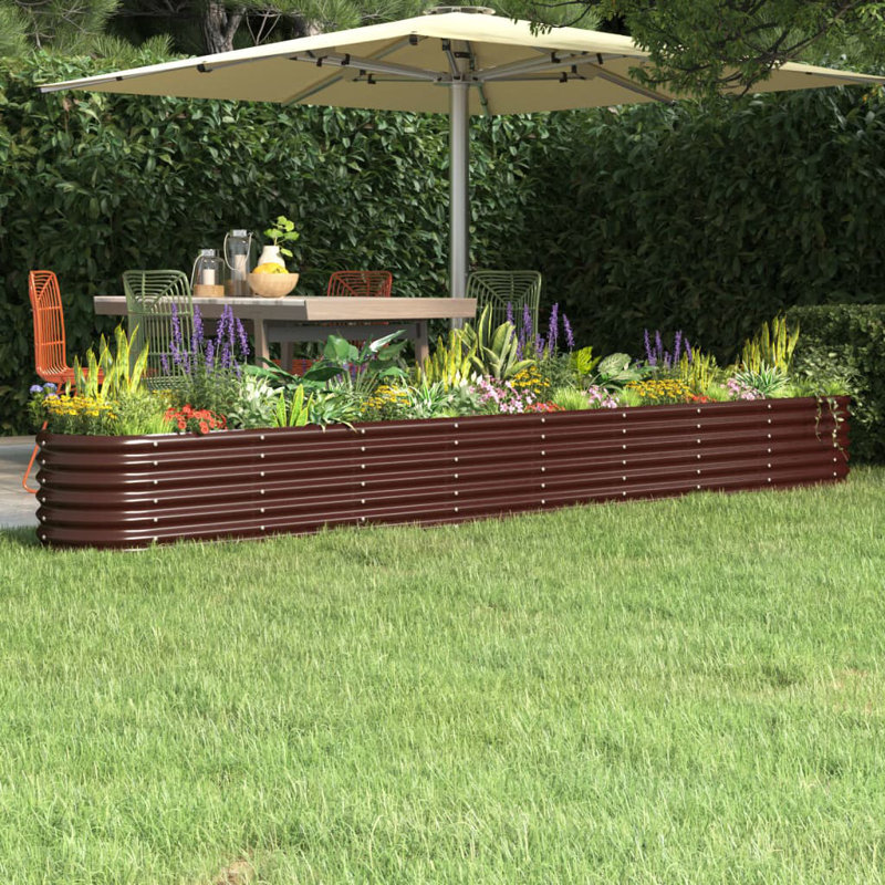 Garden Raised Bed Powder-coated Steel, 36cm H x 332cm W x 40cm D, Brown