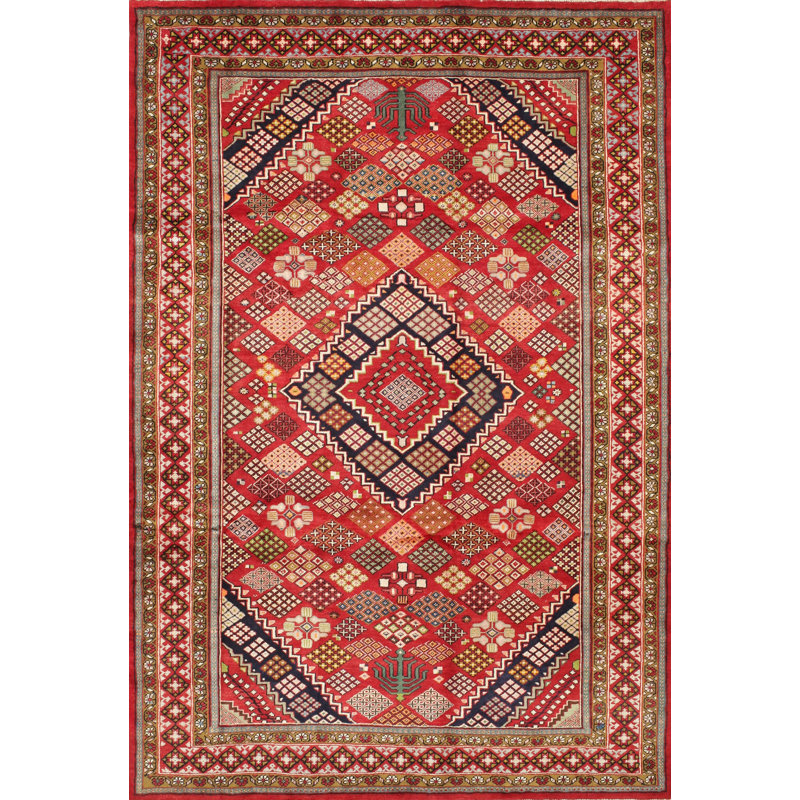 Tapis à motif oriental rouge / brun, Rectangle 7 pi x 9 pi