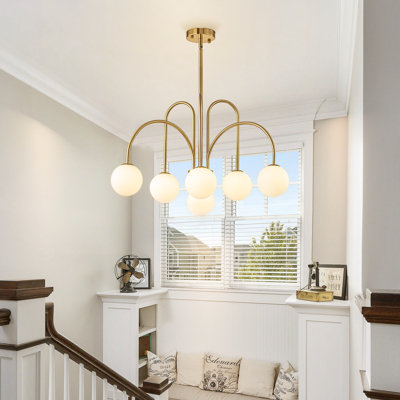 Bradrick 6-Light Dimmable Frosted Glass Sputnik Sphere Chandelier