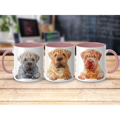 Shar Pei Puppies Watercolor Design 11oz Coffee Mug