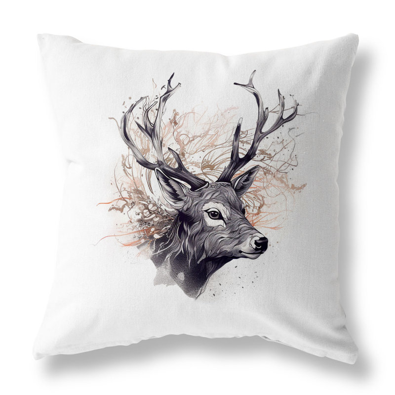 Coussin décoratif réversible intérieur / extérieur Leaf & Horn Harmony, H 26 po x l 26 po, Blanc / orange / gris