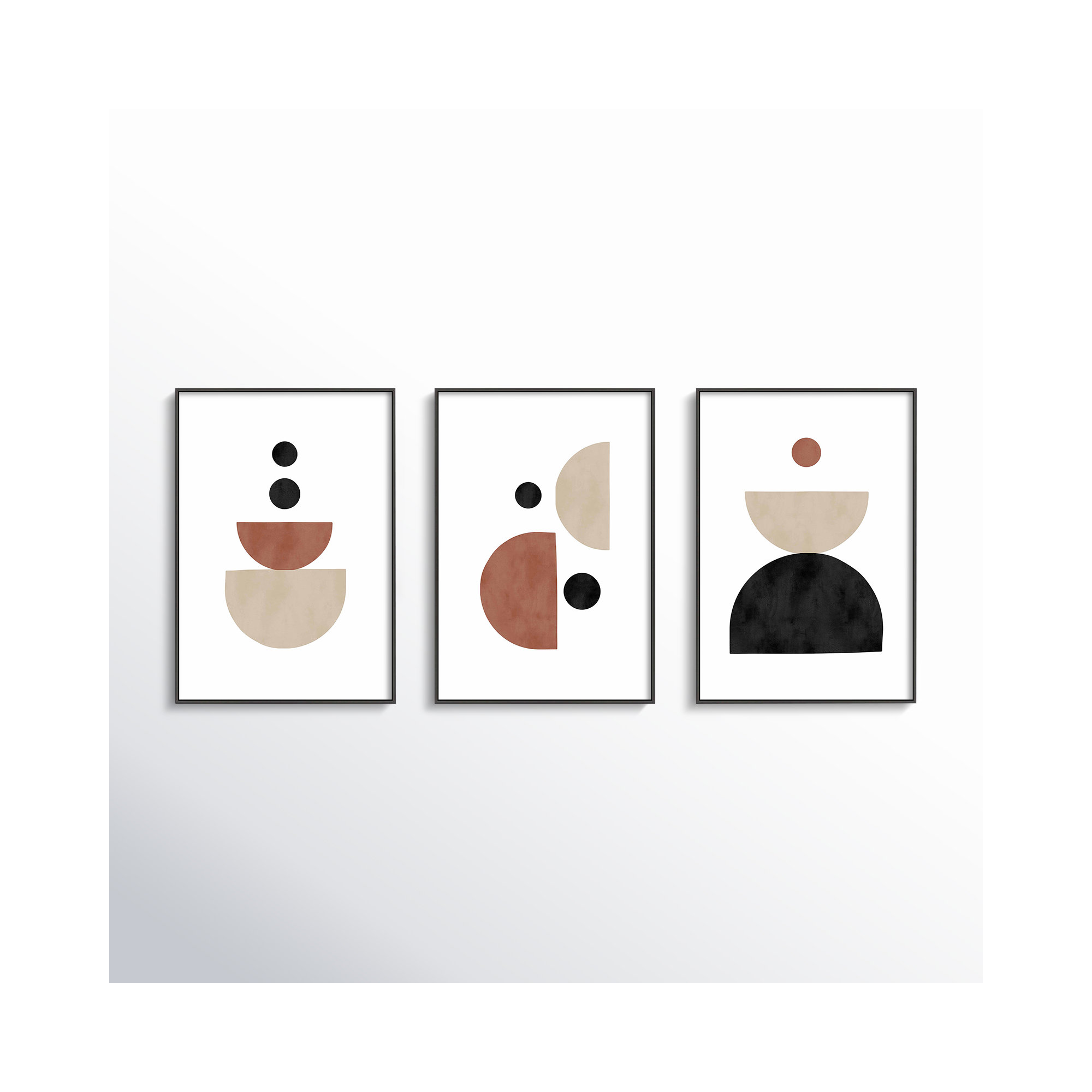 Geometric Shapes by Romina Gadler, 50" H x 35" W x 1.25" D, Black Framed Paper