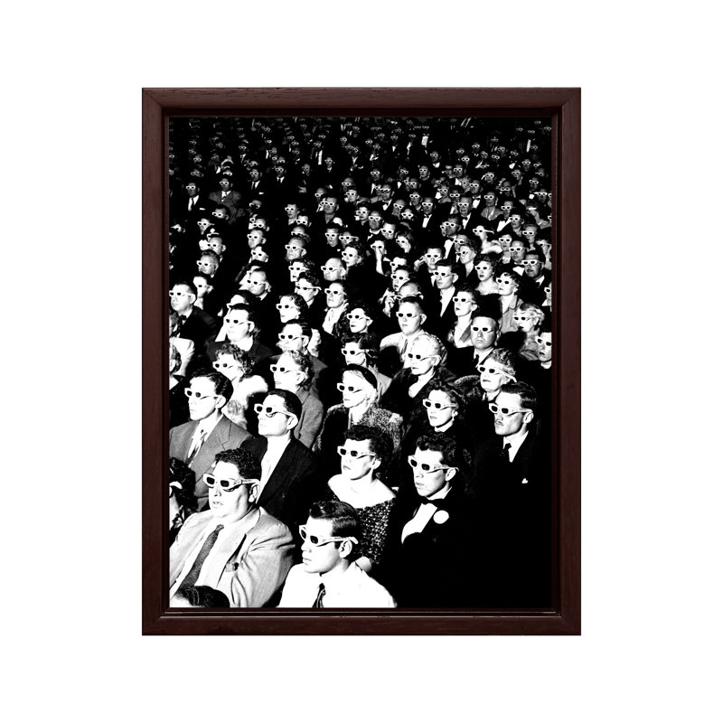 Cinéma Cinéma, 18"H x 24"W, Canvas, Brown Framed