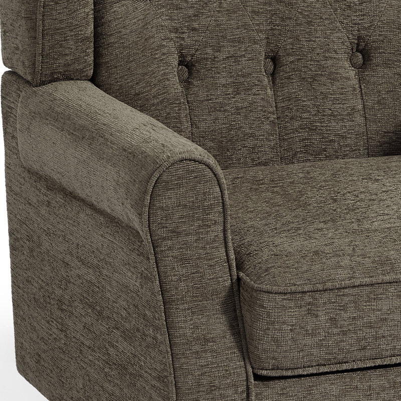Duward Upholstered Taupe Button Tufted Wingback Accent Chair with Rolled Arm and Thick Padded Cushion, Taupe Polyester