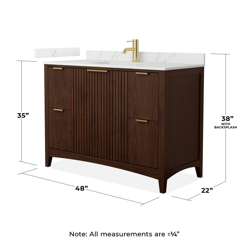 Palmilla 30" Freestanding Single Bathroom Vanity with Quartz Top, Brown / Matte Black, Giotto Quartz, 48"