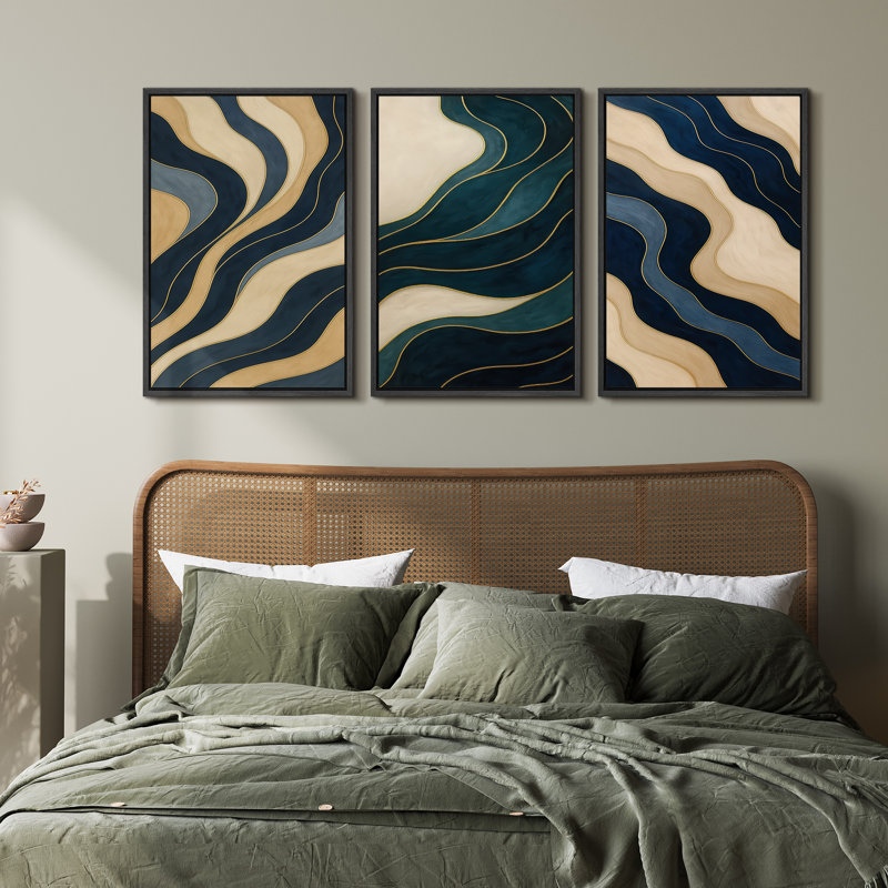 3 pièces, reproduction d'art géométrique abstraite sur toile encadrée pour décoration intérieure moderne, Noir