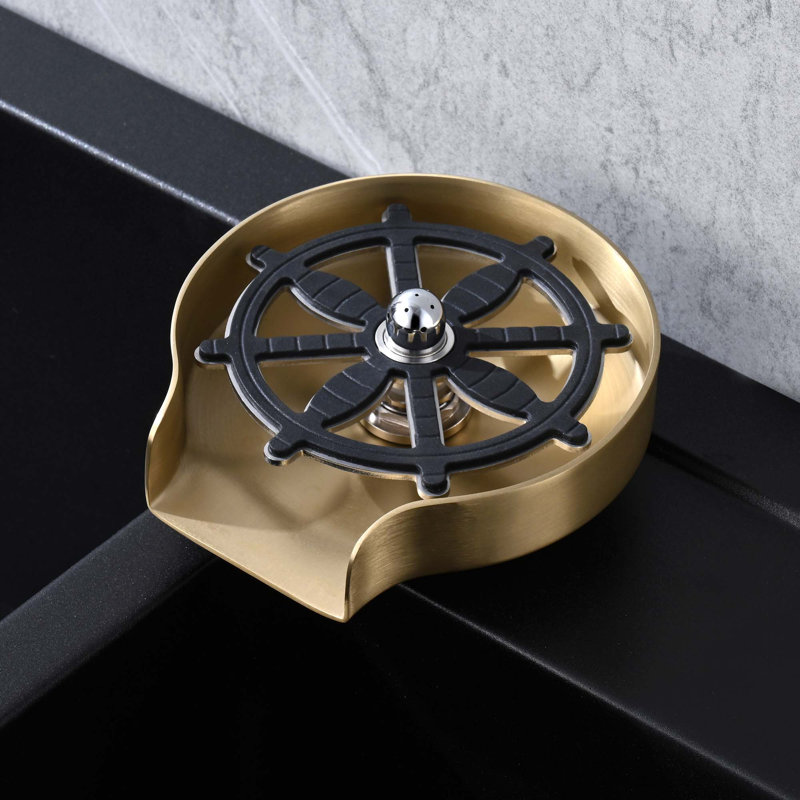 4.76" Stainless Steel Glass Rinser for Kitchen Sinks, 360 Degree Cup Washer For Sink and Cafes Bar, Brushed Gold