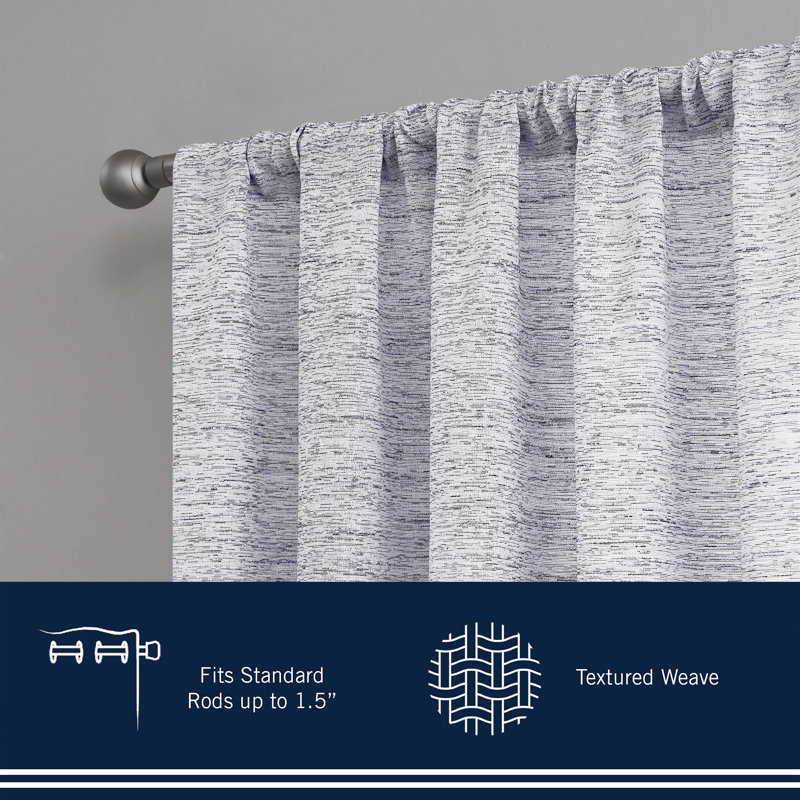Nautica Light Filtering Rod Pocket Window Curtains Pair, Slate, 54" x 63"